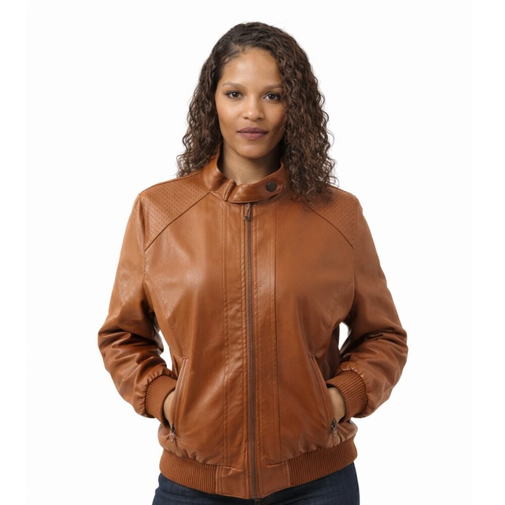 Dots - Camel Faux Leather Jacket